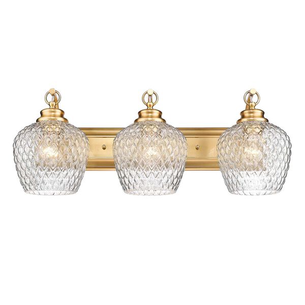 Adeline Modern Brushed Gold Three-Light Vanity Light with Clear Glass, image 4